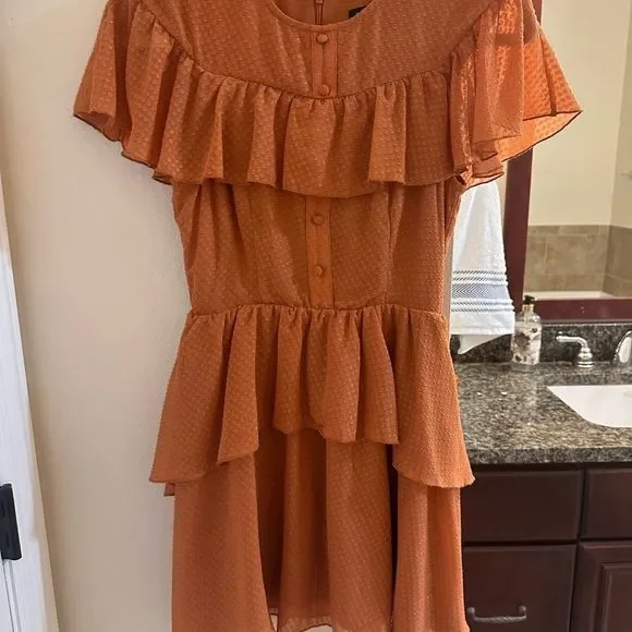 Orange with Ruffles House of Harlow Dress - Picture 3 of 8